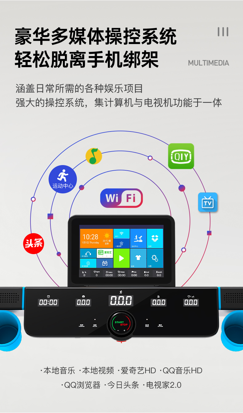 美国JOROTO跑步机 家用智能可折叠免安装走步机减震健身房运动器材IW9 高清彩屏娱乐版 （银） 免安装(图7)